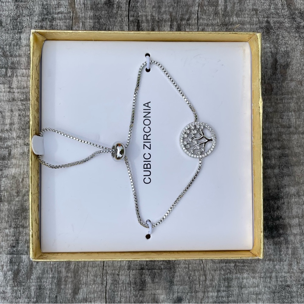 Boho bracelet NWT Cubic zirconia silver tree of life - Picture 5 of 7